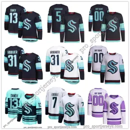 Maglie da hockey Kraken Custttle Custom Custom 29 Vince Dunn 10 Matty Beniers 37 Yanni Gourde 13 Brandon Tanev 22 Oliver Bjorkstrand 7 Eberle 31 Philipp Grubauer