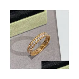 Bandringe vier Blattklee Ring Naturalschale Edelstein Gold plattiert 18K für Frauen Designer T0P Advanced Materials Offizielle Reproduktion DHL49