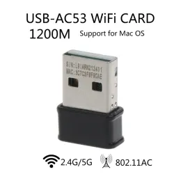 Karty USBAC53 dla Nano USB Adapter Wi -Fi bezprzewodowa karta sieciowa podwójne pasma 2,4 GHz/5GHz 1200 Mbps 802.11ac dla laptopa PC Wifidongle K1KF