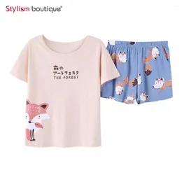 Abbigliamento per la casa morbida da donna in pajamas set di magliette Shorts femminile adorabile abbigliamento per la casa Gecelik vestiti da notte in lingerie