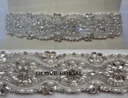 Real Po Luxury Crystal Bridal Sashes Belts Tamanho Shinny Pearl Rhinestone Belts com Ribbon Wedding Prom Dress Acessory6269330