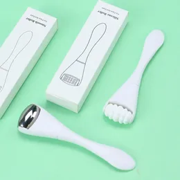 Mini Çift Kafa Paslanmaz Çelik Silindir Göz Kremi Çubuk Silikon Güzellik Masajı Kepçe Güzellik Çubuğu Seti