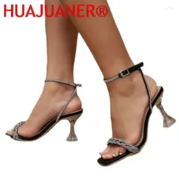 サンダルHuajuaner Shoes女性スリッパ2024ハイヒール女性の赤いかかとの夏のファッションサンダレスフェムサイズ35-43
