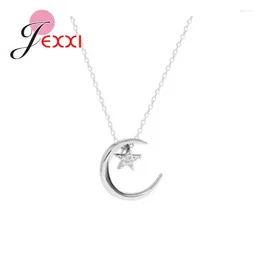 Ketten Mode einfache kubische Zirkonia 925 Sterling Silber Halskette Star Mond Anhänger Halsketten für Frauen Geschenk