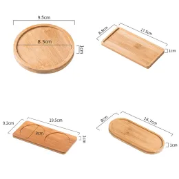 1pcs Bamboo Tray Wood Saucer Flower Pot Tray Cup Pad Coaster Plate Kitchen Decorative Plate Creative Coaster Coffee Cup Mat