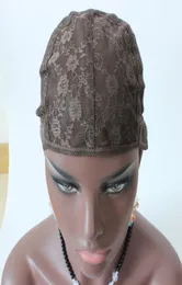 3pcs Cap de peruca judaica Brown Color SML Para fazer perucas de tecelagem de tecelagem de renda esticada tiras ajustáveis