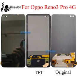 SUPOR AMOLED / TFT 6,4 tum för Oppo Reno3 Pro 4G CPH2035 CPH2037 CPH2036 LCD Display Pekskärm Digitizer Assembly Ersätt