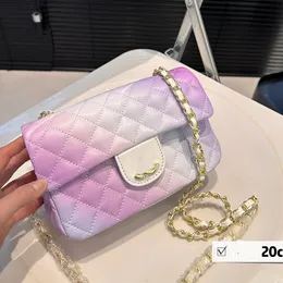 Klasyczna pojedyncza klapa z pojedynczą klapą CF różowy fioletowy gradient torebki na ramię złota metalowa sprzęt Matelasse łańcuch crossbody torebki duża pojemność 20 cm 25 cm