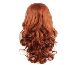 SF5 Vinho Borgonha longo meia -mão amarrada de renda dianteira de renda dianteira natural Synthetic Wavy resistente ao calor Wig Reddish Hairlene2563529