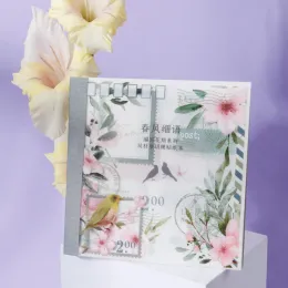 20 Sheets Programmed Flowering Series Literary Dual Material Flower Cut Film Sticker Book Creative DIY Journal Decor Stationery