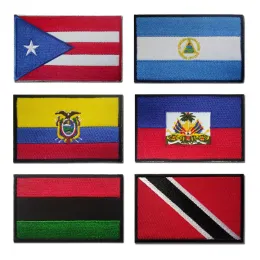 America Flag Patch Porto Militar Rico Equador Nicarágua Haiti Bandeira Bandeira do braço e backpack de loop Patches táticos