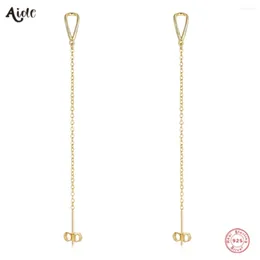 Orecchini per borchie AIDE 925 Nappette lunghe in argento sterling Earcing Earcing Earcing Orencing Piercing Oreging per donne Lussuoso Gold Gold Giorri Regalo