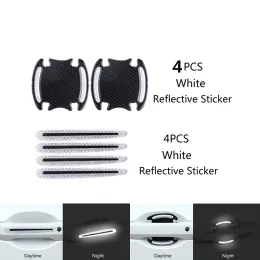 8pcs3D CarReflective Sticker Tape Reflector Fender Warning Bumper Strip Door Handle Bowl Cover Car Exterior Accessories Set