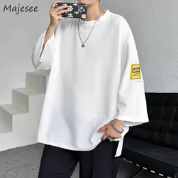 Bolgy Tshirts Erkekler S3XL Patchwork Gençler Y2K Çift Giysileri Yaz Side Slit Fashion Korean Ins Oneck Street Giyim 240409