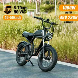 الدراجات Kickwey K7 البالغة Ontic Octric Bicyc 1000W 48V 23AH جبل الدراجة الطولاً 20 بوصة إطارات سمينة في الهواء الطلق على الطريق E BICYCLE L48