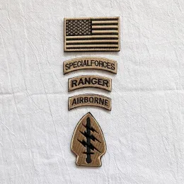 Set Army Special Forces Moral Badge Stickerei Haken Loop Patch US Flag Ranger Tab Military Emblem für Helmtaktikflecken