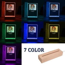 Personalized Custom Pet Photo Frame 3D Acrylic Lamp Customized Dog Cat Memorial Photo Frame Pet Sympathy Gifts LED Night Light