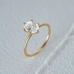 Küme Yüzük Boako Anillos De Secutromiso parmak yüzüğü 925 STERLING Gümüş Yuvarlak Zirkon Klasik Kadın Nişan Güzel Takı Boyutu 6/7/8