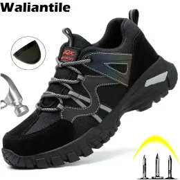 부츠 Waliantile Antislip Wearresistant Safety Shoes for Men Construction Work Boots 강철 발가락 안티 싱 방지 보호 하이킹 신발