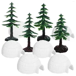 Trädgårdsdekorationer 1 Set Mini igloo Figurer Trädmodeller Dekorativa julmikrolandskap