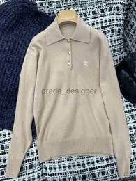 Designer Swears femminile 24SS Autunno/Inverno Nuova lettera ricamata a maniche lunghe Polo Pullover casual Cashmere Knitwear