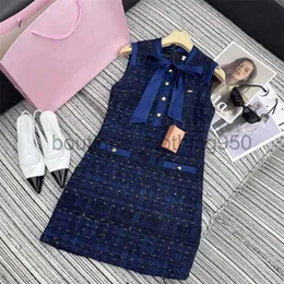 Basic & Casual Dresses Designer Women's Dress 2024 early spring new socialite temperament reducing age bow tie coarse tweed vest dress Luxury woman clothing