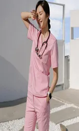 Women039s Two Piece Pants Women Nursing Scrubs Working Uniforms Suits Short Sleeve Tops och Sets7681218