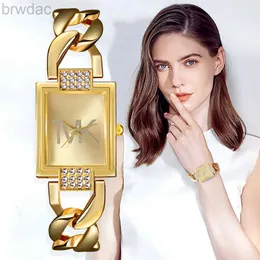 Kadın Saatleri Lüks TVK Markalı Bayanlar Moda Basit Square Diamond Lady Quartz Saatler Sıradan Kadın Elbiseler Bilezik Bilek Swatches 240409