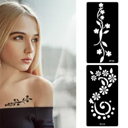 1Sheet Tattoo Stencils Henna Templates Women Flower Arm Back Body Art Airbrush Paint Templates Decal temporary tatoo