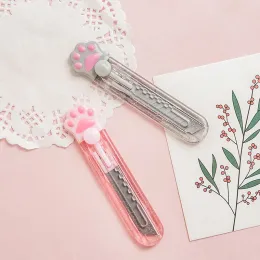 Clear Glitter Cat Paw Utility Knife Mini Cute Paper Cutter Kawaii Koperopa Otwieracz Knife Scrapbook Naklejka do biura