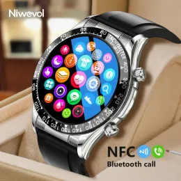 시계 Niwevol Smart Watch 2022 NFC Smartwatch Bluetooth Call Calls Watches Men Fitness Bracelet 1.32inch 멀티 스포츠 모드 사용자 정의 시계 얼굴