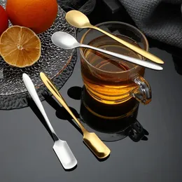 Long handle dessert hot teaspoon cake stainless steel fruit spoon dessert small coffee spoon golden dessert tool