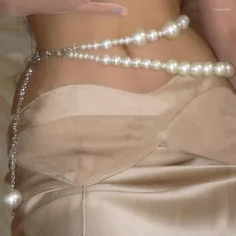 Gürtel Frauen Perlen Taillenkettenhakengürtel für Kleiderhosen Mantel Rock sexy Körper Taillenbänder Damen Bauchdekoration Schmuck Schmuck