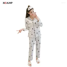 Roupas em casa xcamp panda pijamas de pijamas de sono Autumn Nightwear Three Pieces Pand Pand Algodão