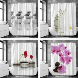 Zasłony prysznicowe Zen Spa Lotus Stone Elegancki nowoczesny zasłonę łazienki wodoodporny poliester z haczykami