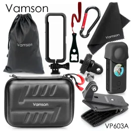Kameralar Insta 360 için Vamson One X2 Aksesuar Kiti Mini Su Geçirmez PU Taşıma Çantası Sert Kabuk Kutusu Insta360 Eylem Kamerası VP603A