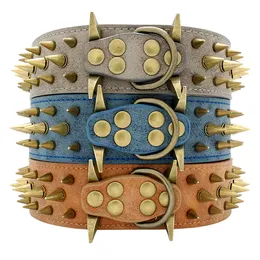 Cool Cool Cane Collar Spiked Shilded Leather Pet Dog Collars Pitbull Bulldog Collar Perro per Pastore tedesco di cani di grande cani di grandi dimensioni