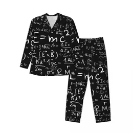 Pyjamas Männer lustige Mathematik Nacht Nachtwege Physik Gleichungen zweiteiliger ästhetischer Pyjama -Sets Long Sleeve Schöne übergroße Hausanzug