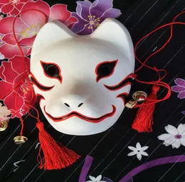 Ręcznie malowana japońska maska ​​Fox Cosplay Full Face Hatake Kakashi Anbu Gips Kitsune Fox Party Halloween Masquerade Mask8224041