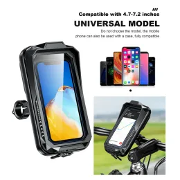 Waterproof Bicycle Phone Holder Motorcycle Bike Handlebar Phone Case Bag for iPhone 12 13 14 Samsung Bike Phone Stand Mount