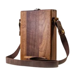 Nyskrivare Messenger Wood Box A5 Trä retro Trend axelväska utomhus portfölj konstmaterial Box Heminredning Art Handväskor