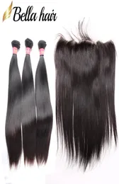 Pacotes de cabelo peruanos com 13x4 Lace Frontal Fechamento sedoso Silky Straight Weaves1736228