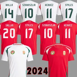 24 25 Biegunkowa koszulka piłkarska 2024 T Shirt Euro Puchar Węgierski drużyna narodowa Home Red Away White Szoboszlai Football koszule