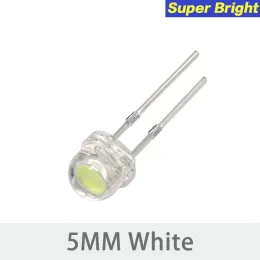 50/100st Straw Hat LED Diode 5mm Blue Green Red Yellow White Light Emitting F5 Super Bright LED