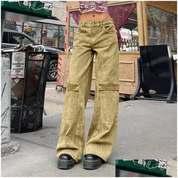 Frauen Jeans 2023 Cargohose Frau Entspannte fit Baggy Kleidung Schwarze Hochtail