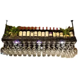 Ceiling Hanging Wine Rack Upside Down Holders Wedding Glass Cup Showcase Restaurant Wine Cabinet Mobile Kast Boutique Furniture