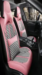 2021 Fashion Pu Leather Car Seat Covers för A3 A4 B6 B8 A6 A5 Q7 Interiör Tillbehör Skydd Flax Sömmen Style Automobile Cushion 1 Set1145882