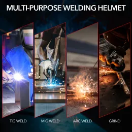 Welding Helmets Auto Darkening True Color Welding Mask 2 Arc Sensor Wide Shade 9-13 Welder Helmet with Grinding