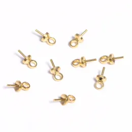 100pcs/lot 3x6.5mm Jewelry Eye Pin Screw Eye Bails Beads End Caps Pearl Charm Connector Bail For Pendants Gold Silvers COLOR