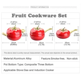 Creative Fruit Shape Cooking Pot Aluminum Non-Stick Soup Pot Frying Pan Kitchen Cookware Set Kitchenware Saucepan